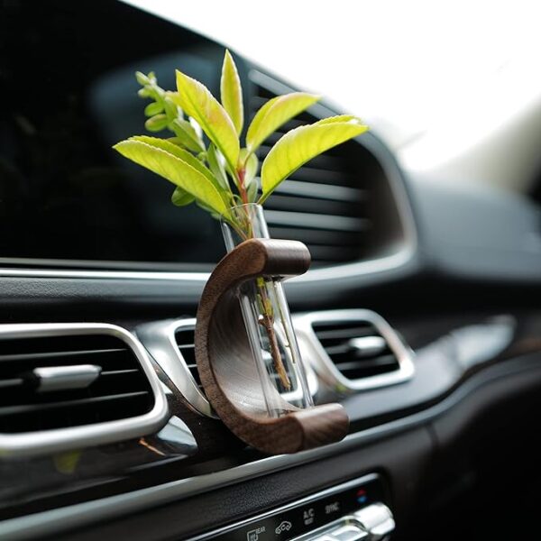 Car Flower Vase Clip Holder Glass Tube for Fresh Plants